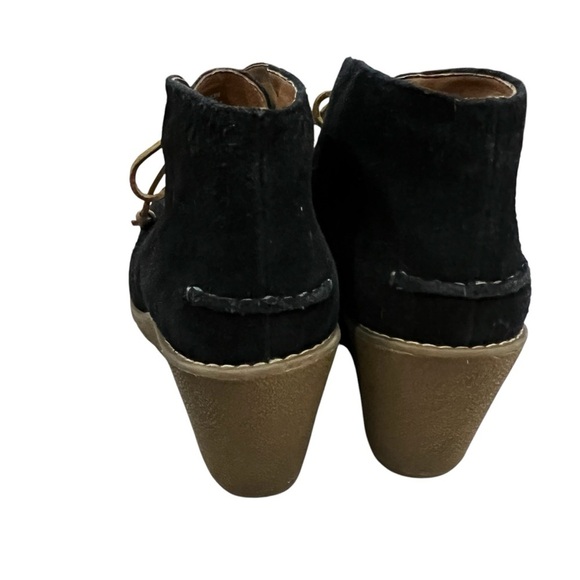 Sperry Women’s 8.5 Top Sider Stella Black Genuine Suede Lace Up Wedge Heel Boot - Picture 3 of 9